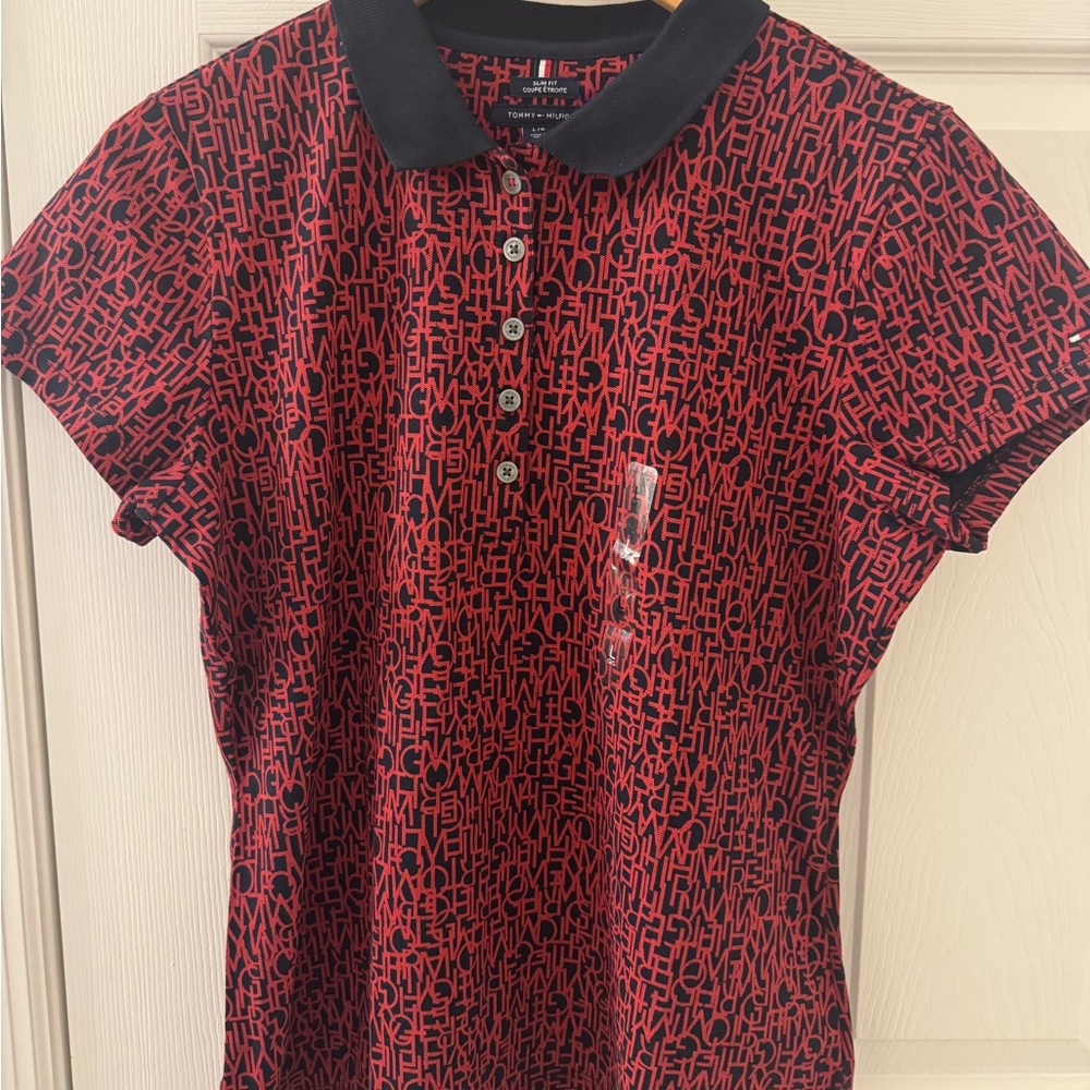 Slim Fit Red and Black Polo Shirt
